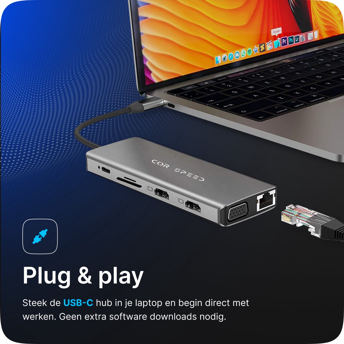 COR.SPEED 12-in-1 USB C Docking Station Space Grey