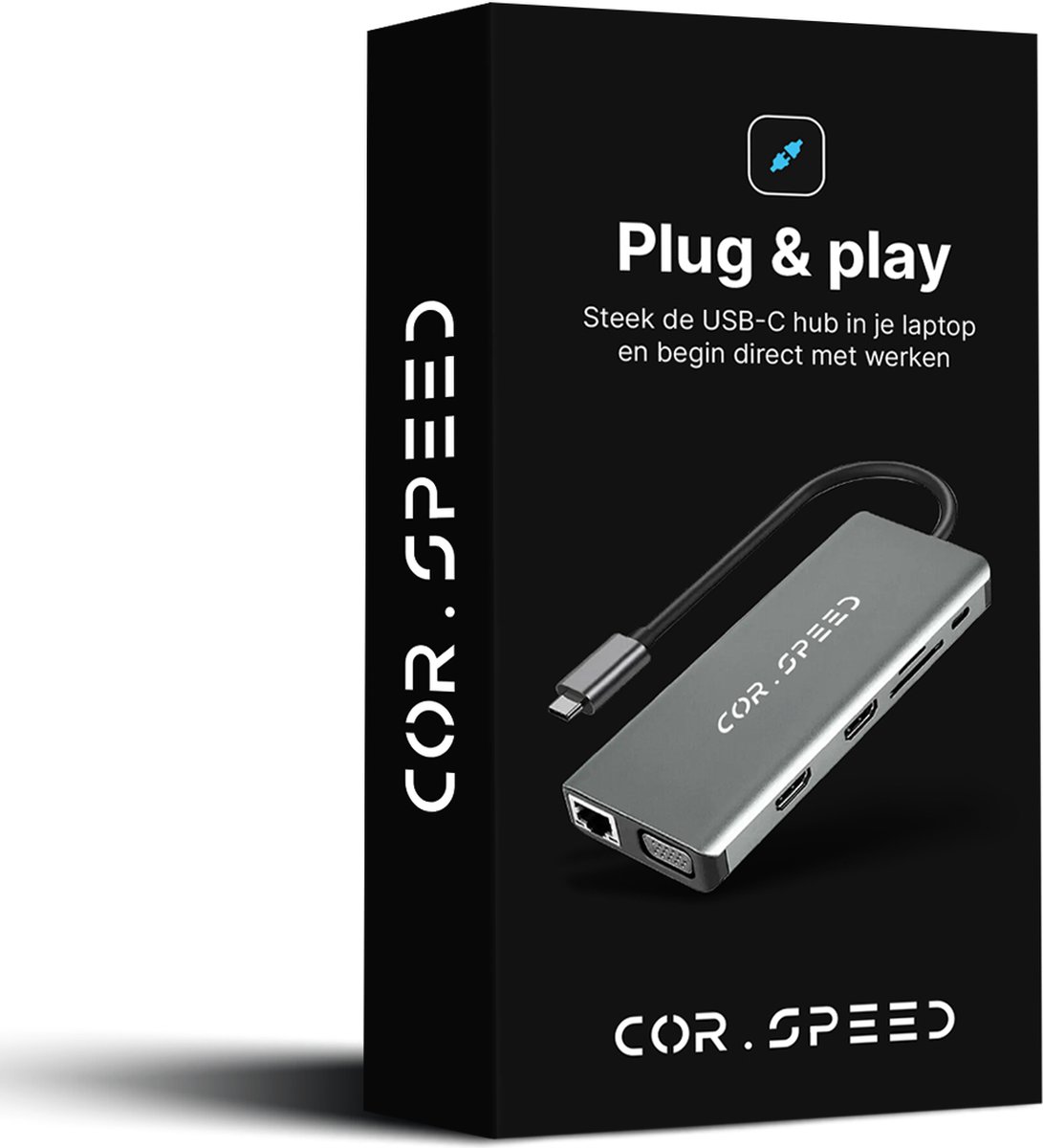 COR.SPEED 12-in-1 USB C Docking Station Space Grey