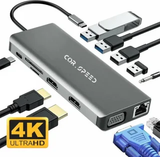COR.SPEED 12-in-1 USB C Docking Station Space Grey