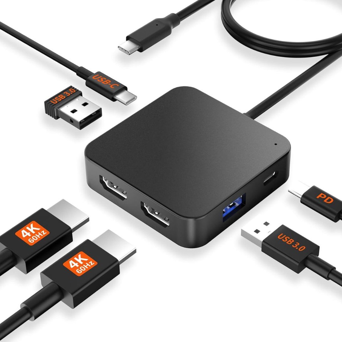 CRLYN Docking Station Laptop USB-C 2x HDMI Zwart