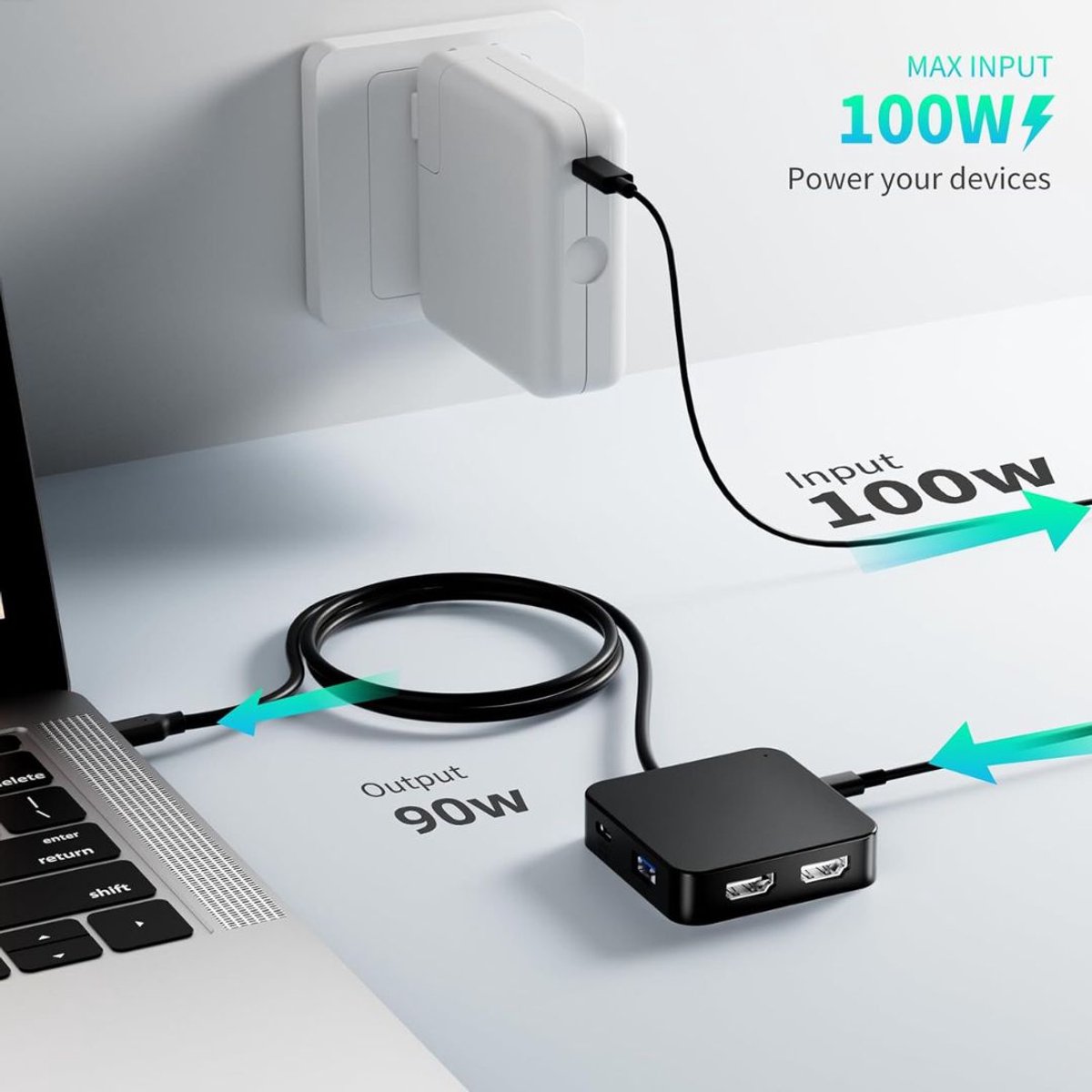 CRLYN Docking Station Laptop USB-C 2x HDMI Zwart