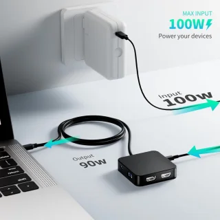 CRLYN Docking Station Laptop USB-C 2x HDMI Zwart