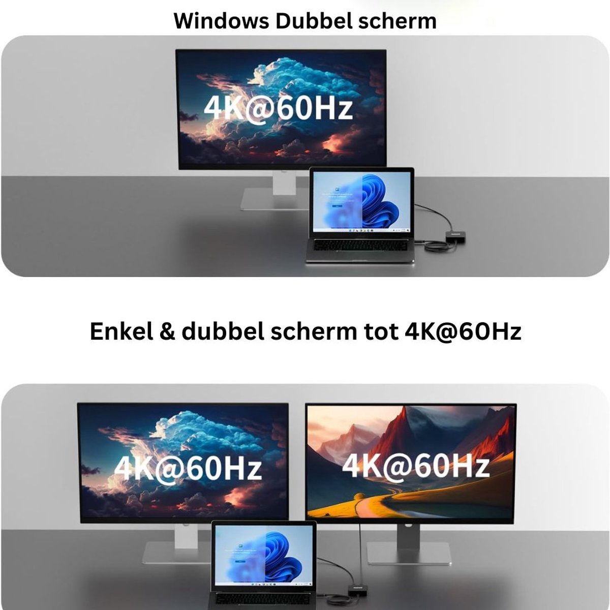 CRLYN Docking Station Laptop USB-C 2x HDMI Zwart