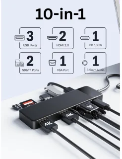 CRLYN Docking Station USB-C 2x HDMI Zwart