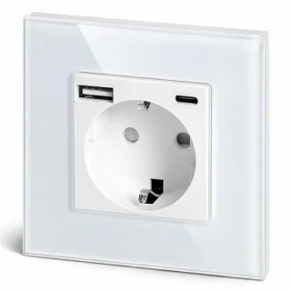 CY1 serie stopcontact met USB-A en USB-C wit