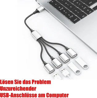 Cyslmuk USB 2.0 Y-kabel 1 naar 4, 0,5 m