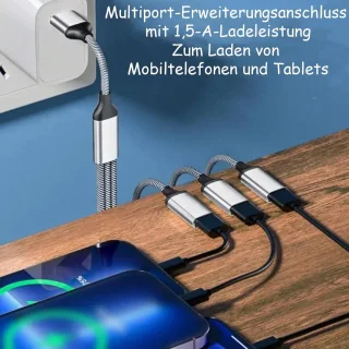 Cyslmuk® USB-C 1-naar-4 USB-A kabeladapter