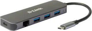 D-Link DUB-2334 USB-C multiport hub 5-poorts antraciet
