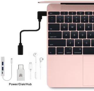 Dailygoods - USB-C verlengkabel 90° 20 cm - Type C