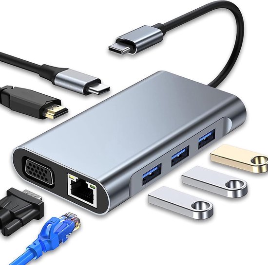 DailySupplies® 8-in-1 USB-C Docking Station Zilver