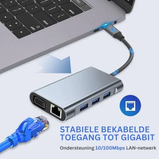 DailySupplies® 8-in-1 USB-C Laptop Docking Station Grijs