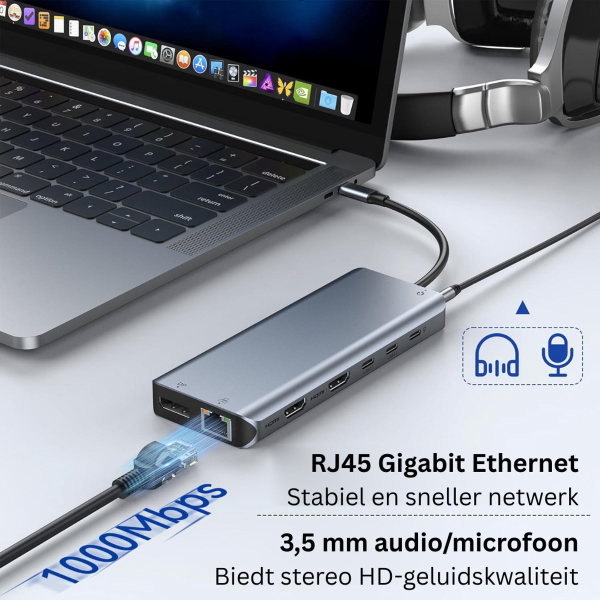 DailySupplies Docking Station USB-C universeel 2x HDMI
