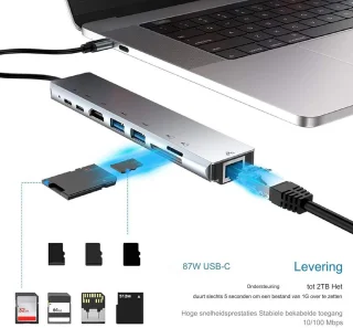 Data Transfer Hub laptop adapter multiport zwart