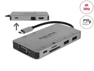 DeLOCK 87735 Laptop Dock & Poortreplicator Type-C Grijs