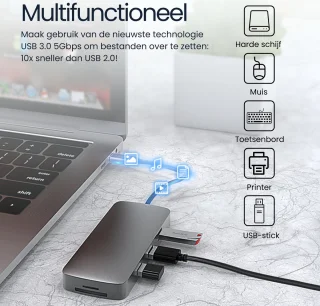 DirectGoods 10-in-1 USB C Hub Docking Station Spacegrey