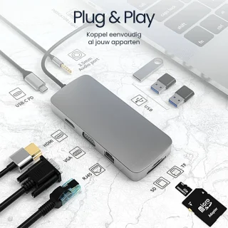 DirectGoods 10-in-1 USB C Hub Docking Station Spacegrey