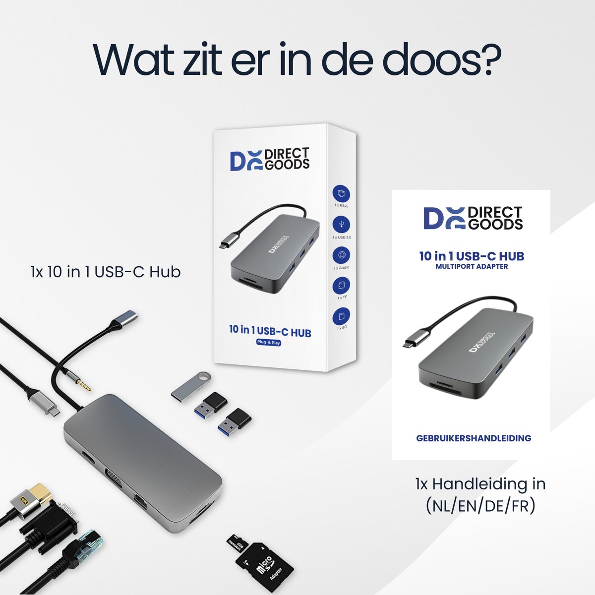 DirectGoods 10-in-1 USB C Hub Docking Station Spacegrey