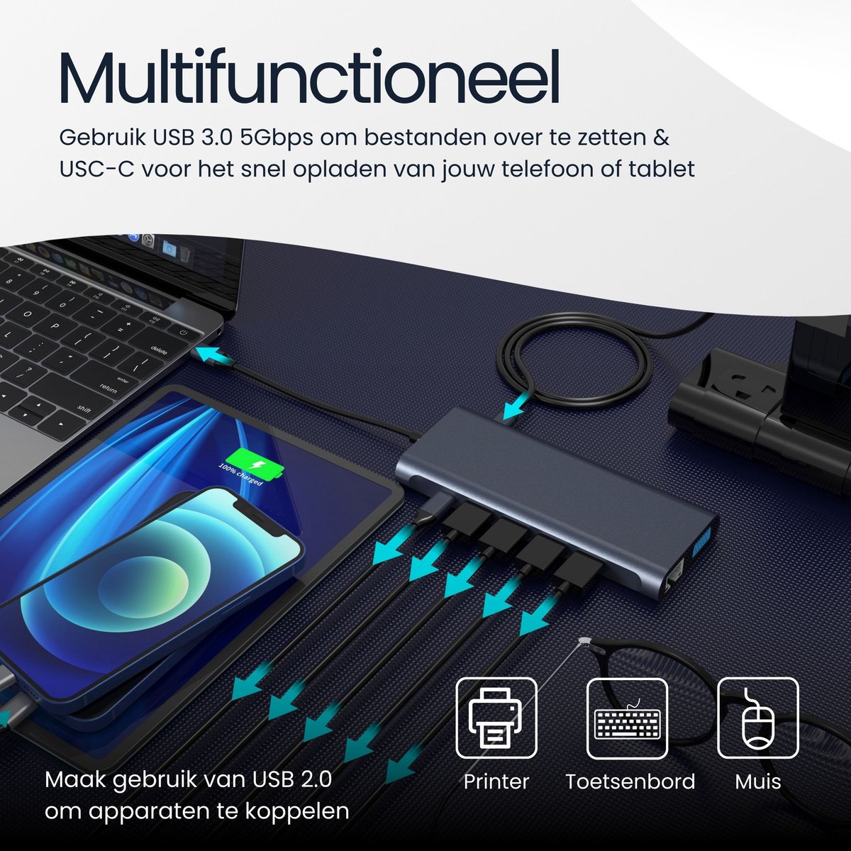 DirectGoods 13-in-1 USB-C Hub Docking Station Spacegrey