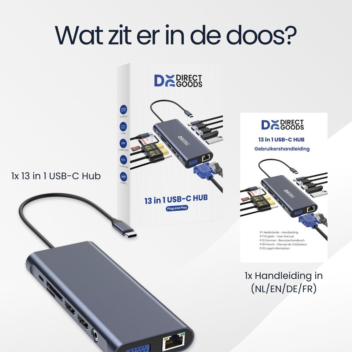 DirectGoods 13-in-1 USB-C Hub Docking Station Spacegrey