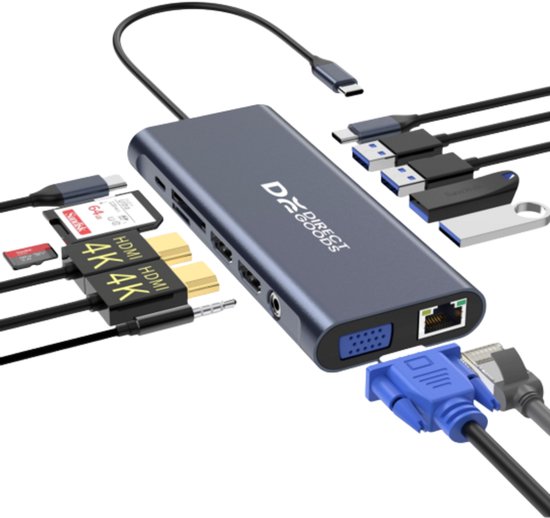 DirectGoods 13-in-1 USB-C Hub Docking Station Spacegrey