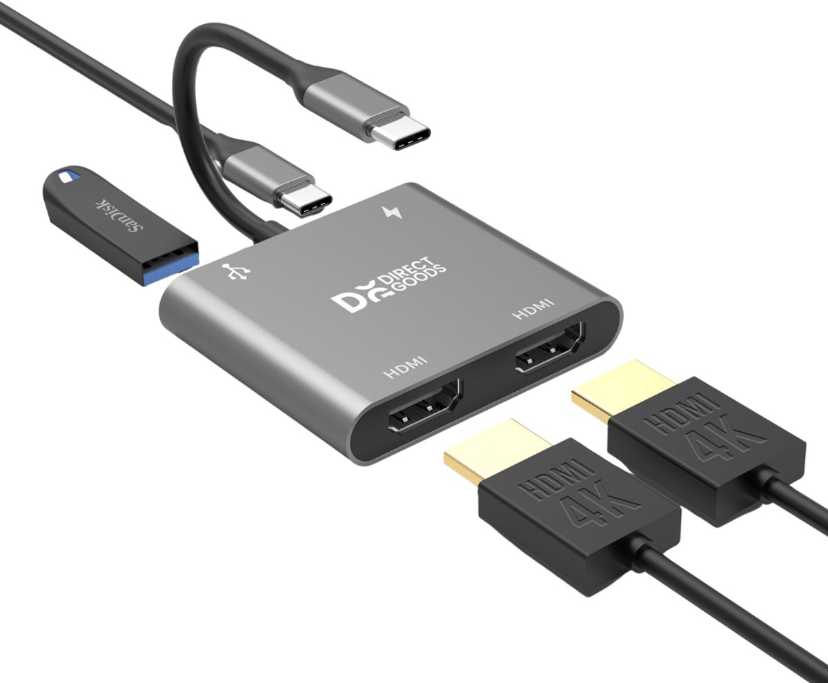 De DirectGoods 4 in 1 USB C Hub Docking Station Spacegrey in één oogopslag