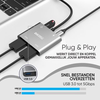DirectGoods 4 in 1 USB C Hub Docking Station Spacegrey