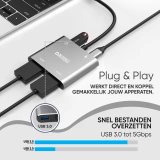 DirectGoods 4 in 1 USB C Hub Docking Station Spacegrey
