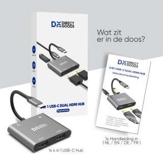 DirectGoods 4 in 1 USB C Hub Docking Station Spacegrey