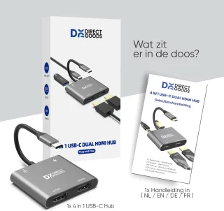 DirectGoods 4 in 1 USB C Hub Docking Station Spacegrey