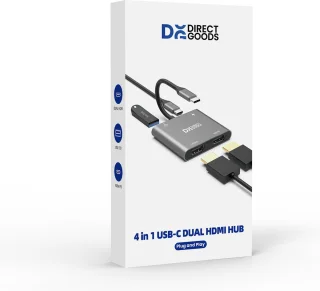 DirectGoods 4 in 1 USB C Hub Docking Station Spacegrey