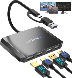 DisplayLink Monitorhub USB 3.0 & USB-C naar DisplayPort/HDMI adapter