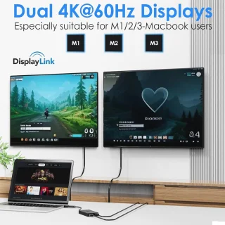 DisplayLink USB-A/USB-C Dual HDMI Adapter