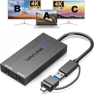 DisplayLink USB-A/USB-C Dual HDMI Adapter