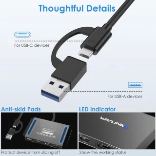 DisplayLink USB-C en USB 3.0 naar DisplayPort & HDMI monitorhub