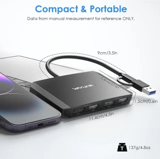 DisplayLink USB-C en USB 3.0 naar DisplayPort & HDMI monitorhub