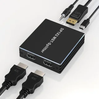 Displaypoort adapter dubbele monitor hub zwart