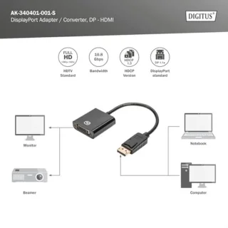 DisplayPort naar DVI-I adapter