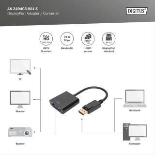 DisplayPort naar VGA-adapter - Zwart