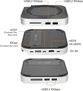 Dock voor Mac mini M4 & M4 Pro - USB-C 7 poorten - M.2 NVMe SSD uitbreiding - ShopVlot