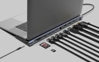 Docking station 12-in-1 multiport adapter hub zilver