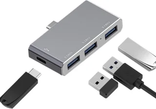 Docking station 4-in-1 Type-C hub adapter - grijs