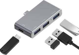 Docking station 4-in-1 Type-C hub adapter - grijs