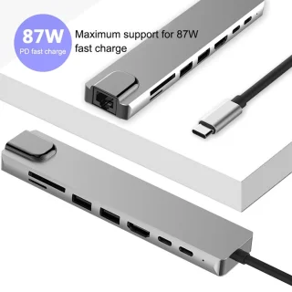 Docking Station 8-in-1 USB C HUB voor Macbook en Windows