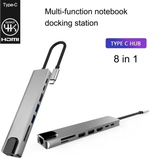 Docking Station 8-in-1 USB C HUB voor Macbook en Windows