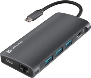 Docking station hub adapter, 1 poort, grijs