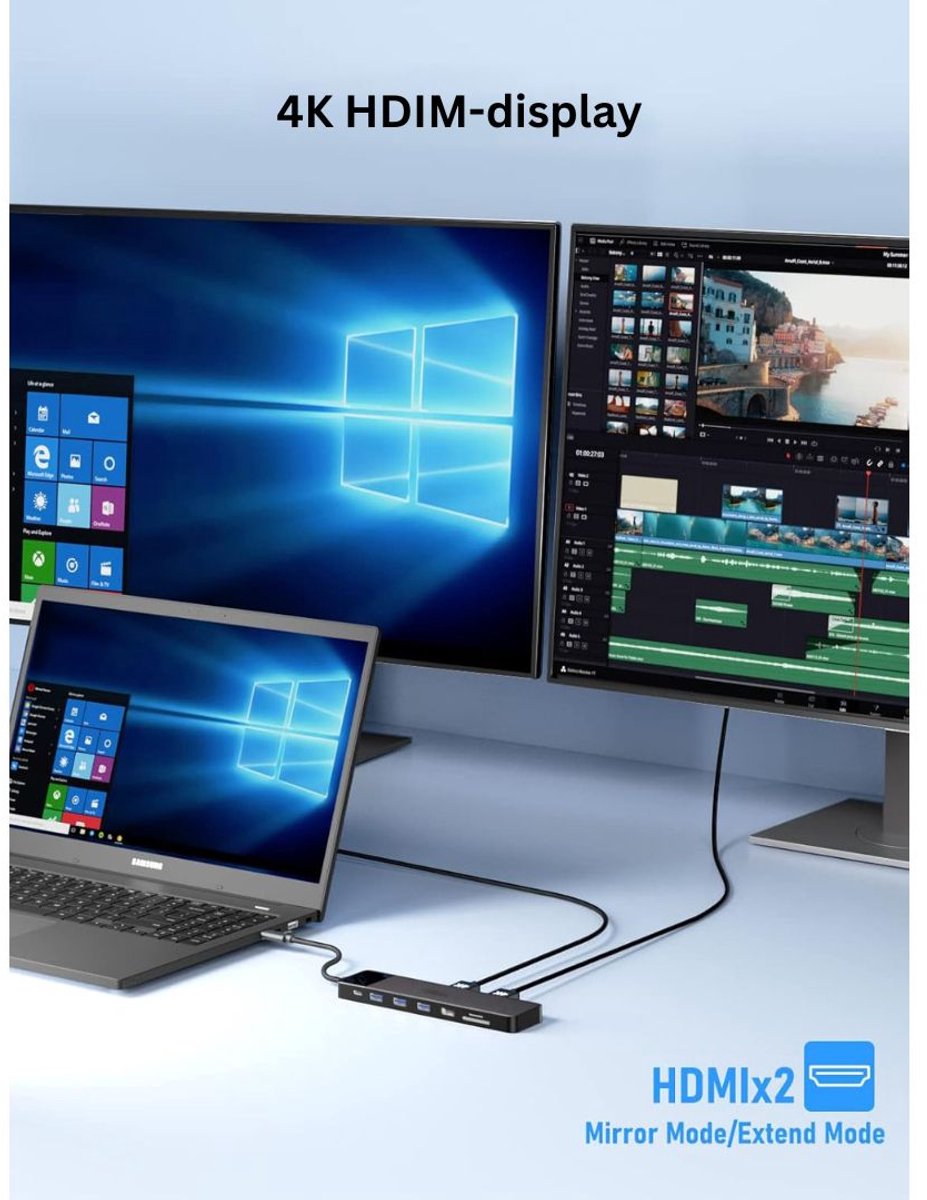 Docking Station Laptop USB-C 2x HDMI Universeel