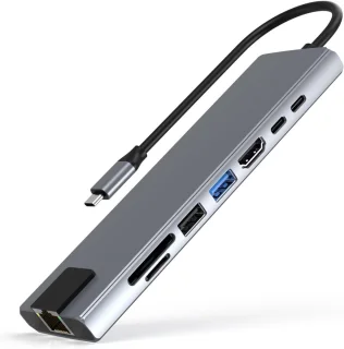 Docking station multiport adapter zilver