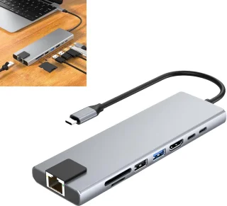 Docking station multiport adapter zilver
