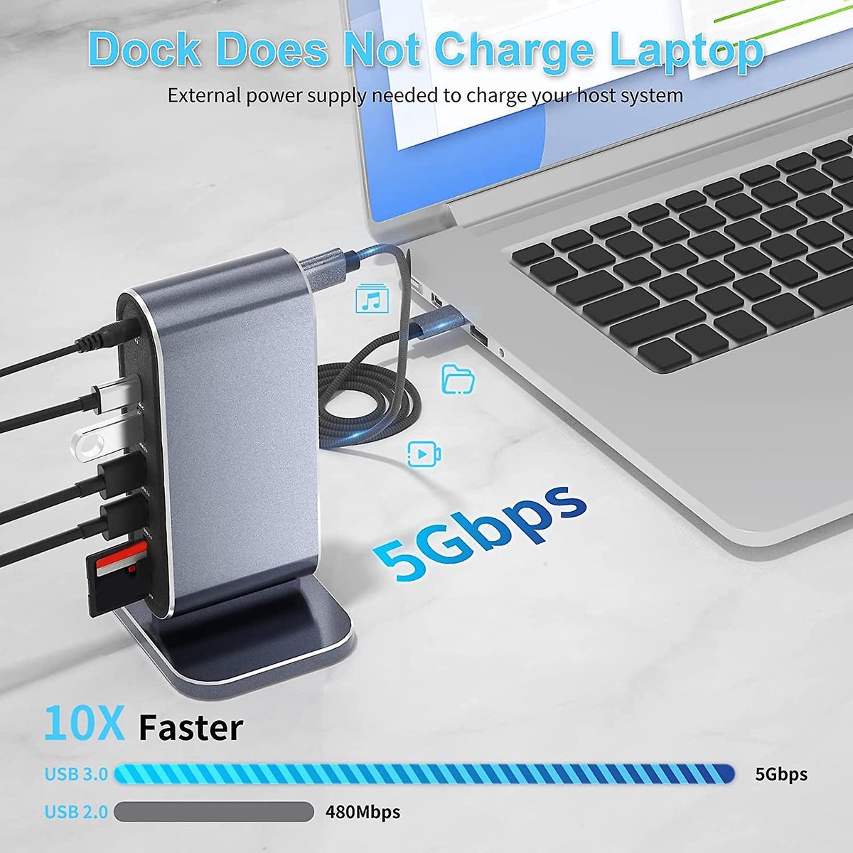 Docking Station RJ45 + 4x USB3.0 + SD Type-C USB Hub Adapter