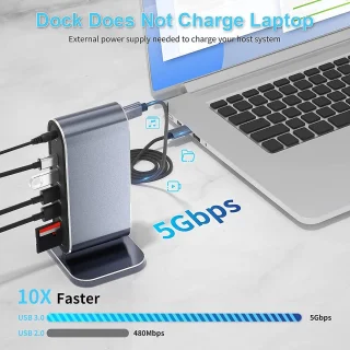 Docking Station RJ45 + 4x USB3.0 + SD Type-C USB Hub Adapter